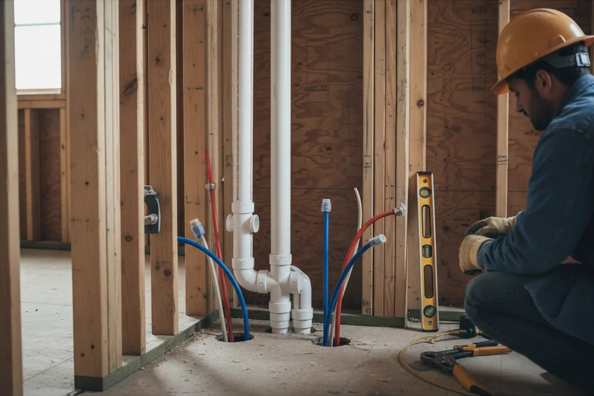 Drain and supply rough-in during Drain Cleaning in Kellogg